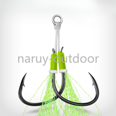 10 Pairs Butterfly Jig Double Assist Jigging Hook Saltwater Fishing Hooks