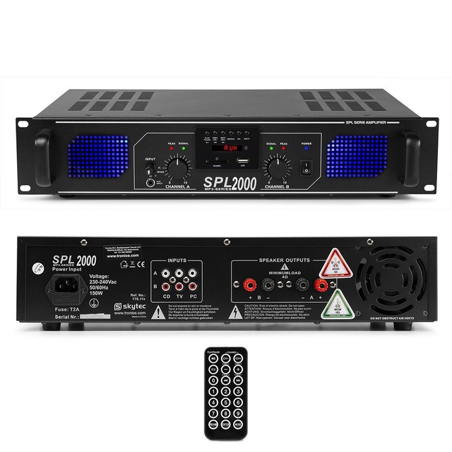 Skytec Spl 00 Power Pa Amplifier Dj Amp Mobile Phone Cable 00 Watt Uk Stock For Sale Online Ebay