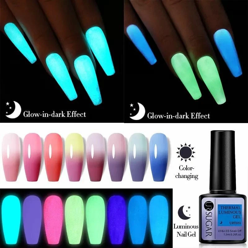 Thermal Glow in the Dark Night Colour Changing Nail Gel Polish Varnish  UV/LED