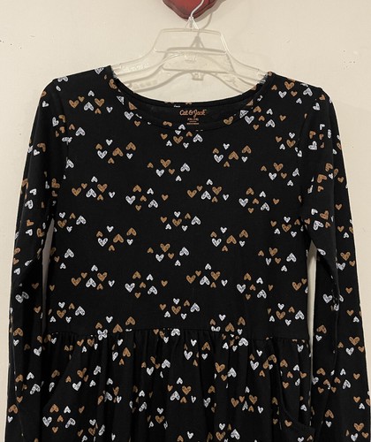 Cat & Jack Girls -2xl Size 18- Black Heart Print Long-Sleeved Pocket Dress!A5536 - Picture 2 of 7