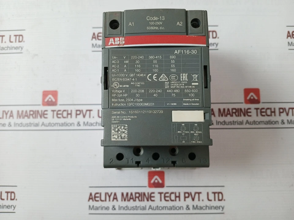 ABB AF116-30 Contactor 1SFC100003M0201 100–250V AC/DC 50/60Hz 1000V - Image 2 of 4
