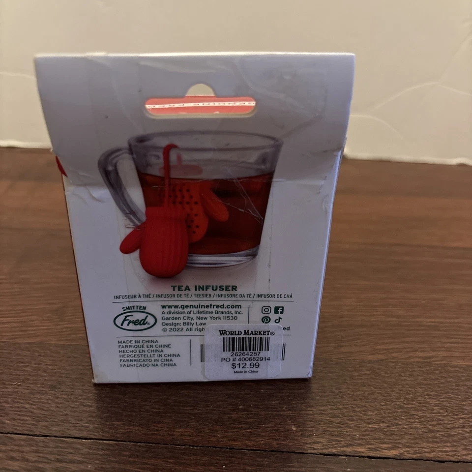 Luvas vermelhas de silicone infusor chá xícara aconchegante Fred 2022 nova caixa aberta - Imagem 2 de 4
