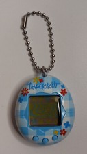 Tamagotchi 2018 FLOWER Blue Checkered Gingham Electronic Pet NEEDS BATTERY