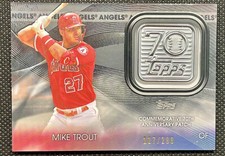 2021 Topps 70th Anniversary Commemorative Logo Patch Black Mike Trout  /299