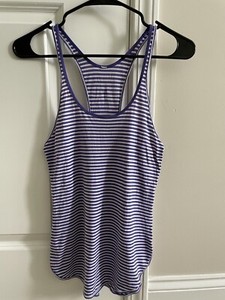 Lululemon Tank Womens Size 4 What The Sport Singlet Iris Stripe Racerback Cotton