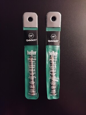 2x HELLER Glas-/Fliesenbohrer QuickBit Ceramic Master Ø 6,0 mm Gesamtlänge 75 mm