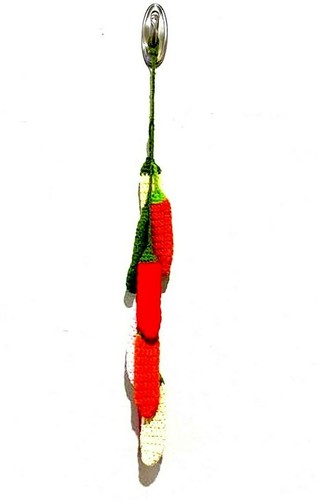 Handmade Crochet Hanging Hot Chili Peppers Vintage Red Orange Pink Green Yellow - Picture 9 of 10