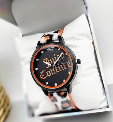 Juicy Couture Black and Orange Quartz Watch with Leopard Strap Juicy Couture Black Label Orange & Black Leopard Quartz  main image 4