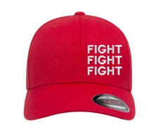 FIGHT FIGHT FIGHT Donald Trump 2024 Shooting MAGA Embroidered Red Flexfit Hat