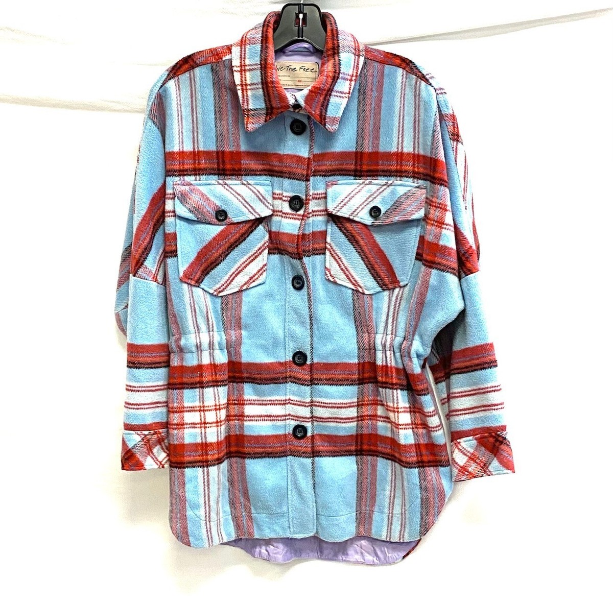 WE THE FREE PEOPLE Blue Red Black Plaid Check Shirt Jacket