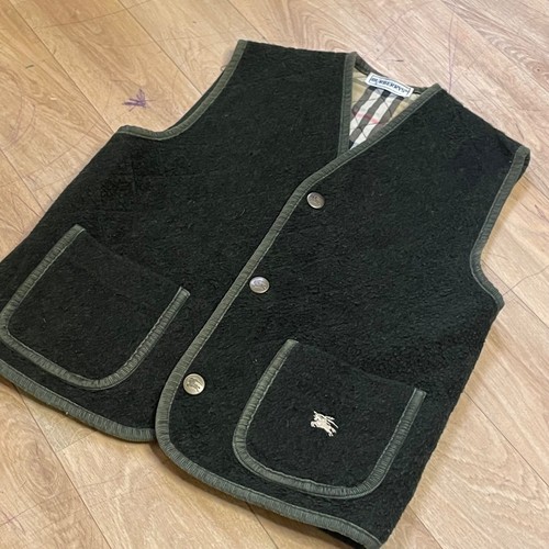 BURBERRY vest nova check waistcoat WOOL QUILTED diamond BOYS KIDS GREEN SIZE 6 Y - Picture 4 of 15