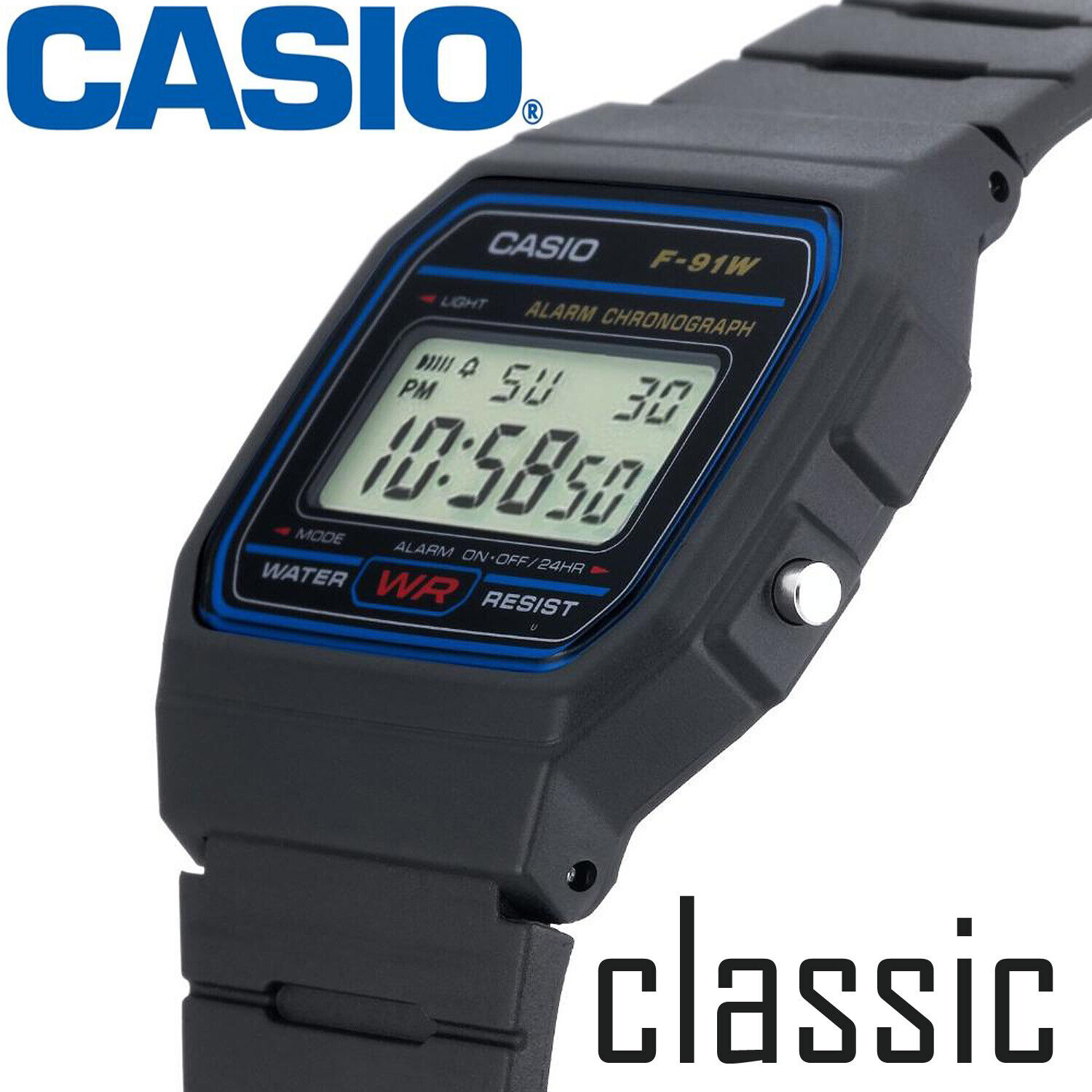 Casio F91w Klassisch Armbanduhr Digital Lcd Sports Chronograph Alarm Stoppuhr Ebay