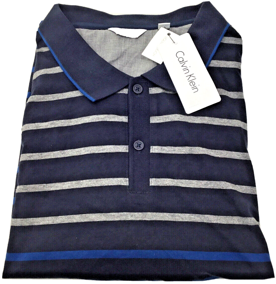 Calvin Klein Men's 100% Cotton short sleeve Polo shirt Blue 2XLarge