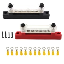 12V Terminal Block Bus Bar & 2x 12 Cover Distribution Bus Bar Auto Boat Power AA