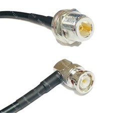 RFC195 Silver N FEMALE BULKHEAD to BNC MALE ANGLE Coax RF Cable USA Lot