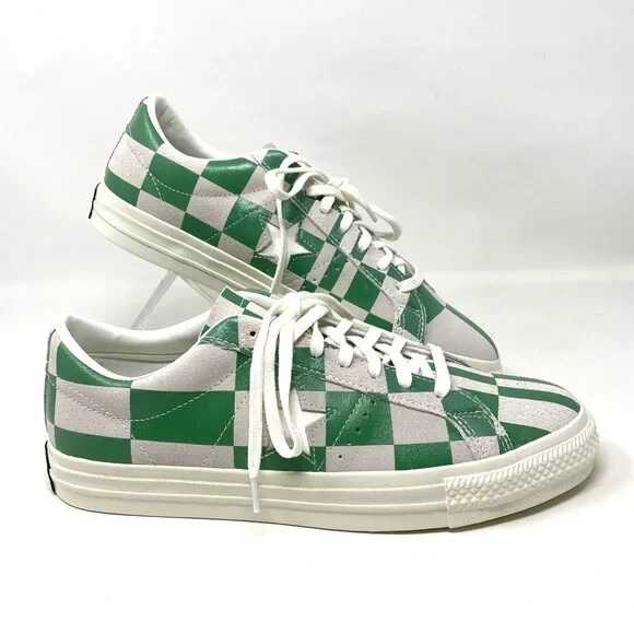 Converse One Star Low Top Suede Checker White Green Men's Converse One Star Low Top Suede Checker White Green Men's