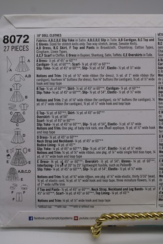 8072 Simplicity Sewing Pattern 18" American Girl Doll Inspired Poodle Skirt 50s - Picture 7 of 9