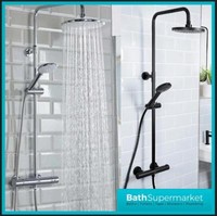 Bristan Buzz Bar Mixer Shower with Dual Shower Heads-Black-Chrome