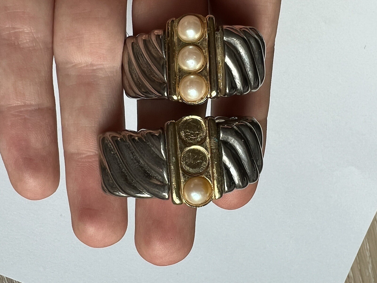 VINTAGE GIVENCHY SIGNED STATEMENT SILVER GOLD TON… - image 4