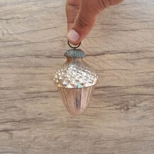 Vintage silver mercury acorn glass kugel style Christmas tree ornament