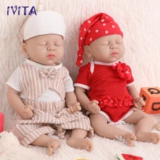 IVITA 15" Sleeping Reborn Baby Doll Eyes Closed Newborn Full Silicone Doll