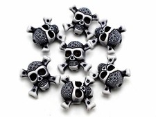 20pcs Halloween Skull  CrossBones Acrylic Beads 25mm Double side Chunky Beads