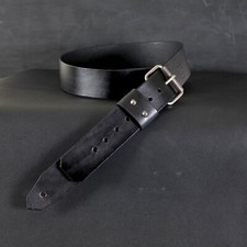 2 inches Wide Leather Guitar Strap, Adjustable BUCKLE. BLACK