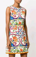 Dolce & Gabbana SS2016 Majolica Orange Floral Print Jacquard Italy Dress IT36