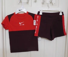NWT 2pc Nike Air Burgundy Crush Front Back Logo Shirt & Shorts Set sz 4 5 or 6
