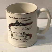 Vintage British Lord Nelson Pottery Beer Stein Large Tankard Guns Gold Rim Mug
