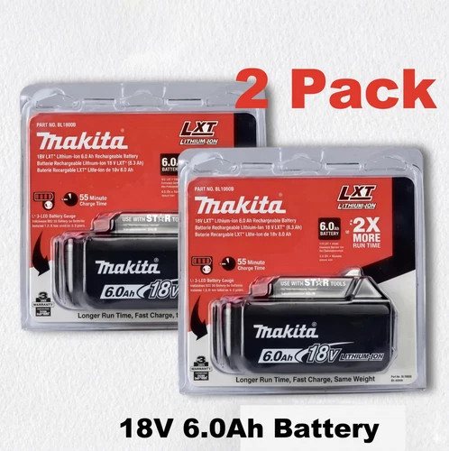 2 x Makita BL1860B-2 18V LXT Lithium-Ion 6.0 Ah Battery - New - USA SHIP