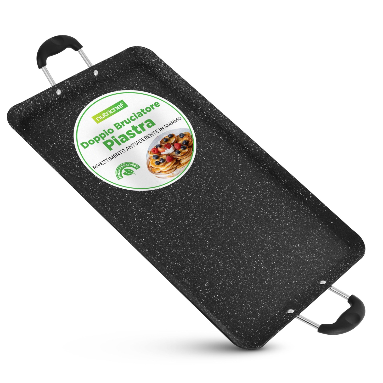 NutriChef Doppia Piastra Cucina 50x30 cm: Bistecchiera Antiaderente Professionale