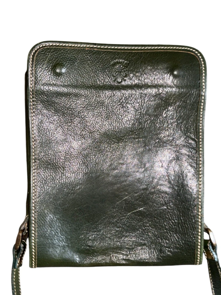 Bolso Bandolera Vintage Italiano Cuero Cartera Verde Hecho en Florencia Italia Foto 3 de 4
