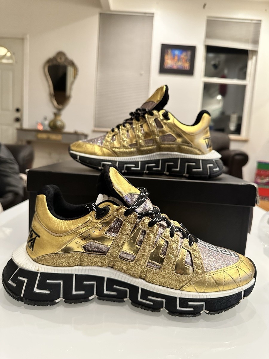 Men's Versace Trigreca Gold Glitter Sneakers DSU8094-1A02748
