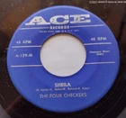 USA!!! Ex THE FOUR CHECKERS Sheila / Broken Heart 1959 ACE DOO WOP 45