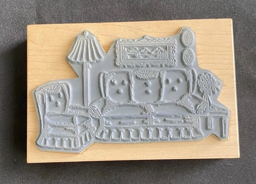 Sello de goma para sala de estar Art Impressions T-134 5" x 3,25" madera 1996 Oregon Foto 2 de 4