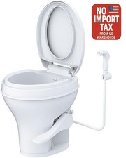 SEAFLO Residential-Height Gravity-Flush Soft-Close RV Toilet -Sprayer Attachment