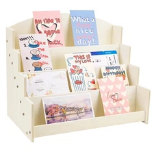 4 Tier 1Pc Wooden Greeting Card Display Stand, Sticker Organizer Rack, Retail...