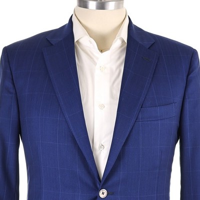 RECENT $3,395 Isaia 'Sanita' Cobalt Windowpane Wool/Silk 2B Men's Sport Coat 44R
