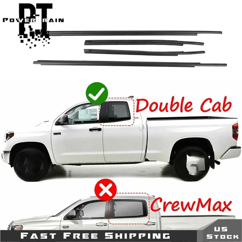 4 Window Moulding Weatherstrip Seal Belt For Toyota Tundra 2007-2020 Double Cab