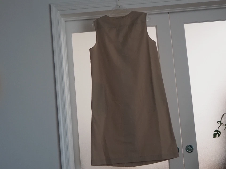 Vestido Tory Burch algodão popeline pomba cinza (caqui) tamanho 14 novo com etiquetas - Imagem 3 de 4