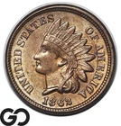 1862 Indian Head Cent Penny, Nice Mint Luster, Beautiful Gem BU++
