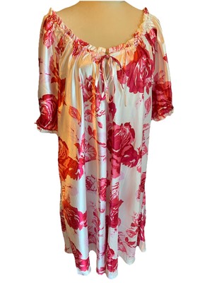 Avenue 2X 26/28 Plus Size Floral Lounge Dress Mumu Pink Red Peasant Style