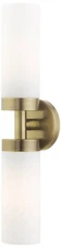 Livex Aero 19 1/4" Wide Antique Brass White Glass 2-Light Bath Light