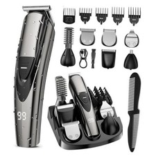 Rechargeable Beard Trimmer for Men: ??-in-1 Grooming Kit | Dark Black