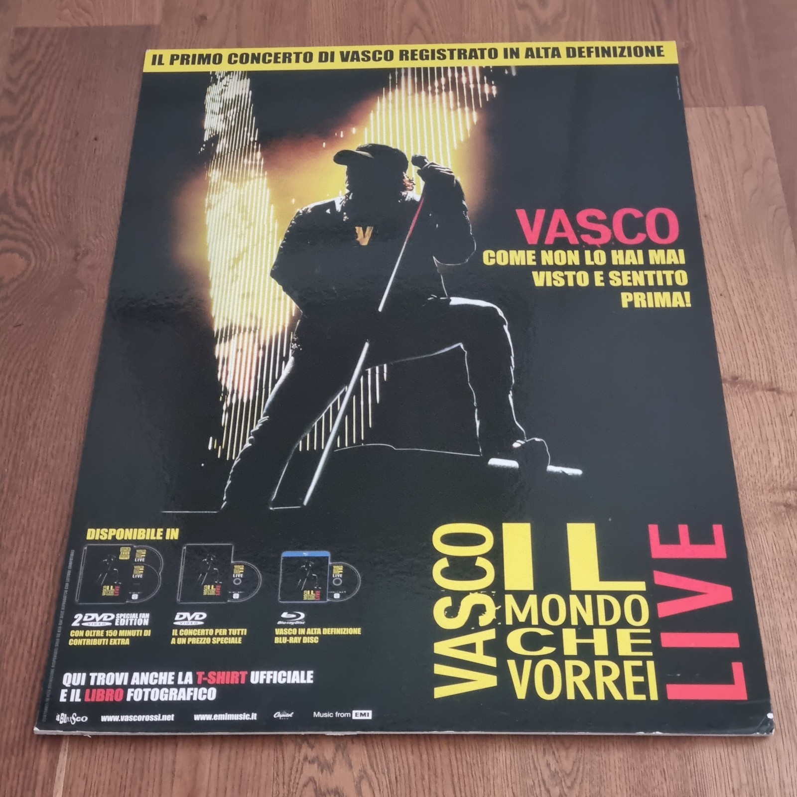 Locandina Vasco Rossi poster Il mondo che vorrei Live manifesto su cartone cm 97