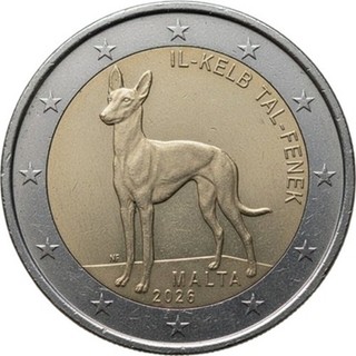 PREVENTE PIECE COMMEMORATIVE 2 EURO MALTE UNC 2026 Le lévrier pharaon