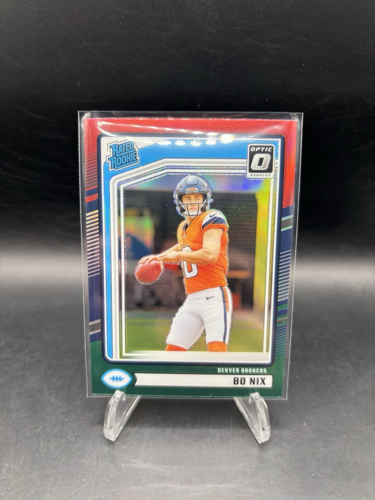 Bo Nix - Rated Rookie 2024 Donruss Optic Preview Red & Green Prizm (RC)