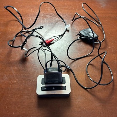 Phonak Compilot 1 Remote and TVLink S Basestation AC Adapter AV Cord Tested