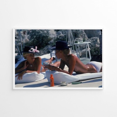 Slim Aarons Sunbathing in Antibes Poster | Vintage Photo Print | Luxury Decor